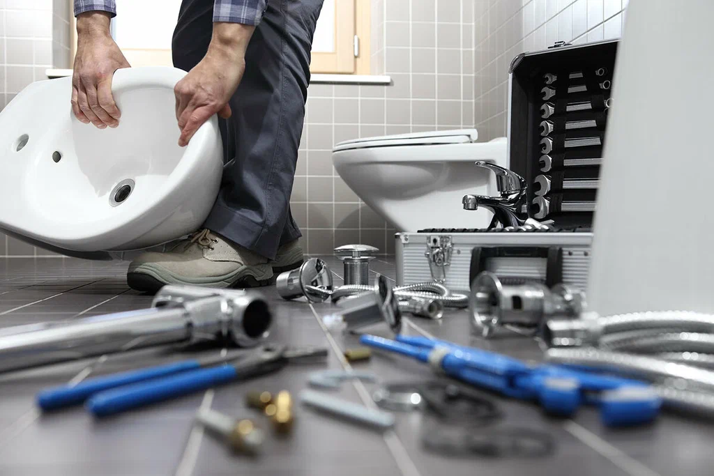 Plumbing tools prepared for a bathroom repair in Peachtree City